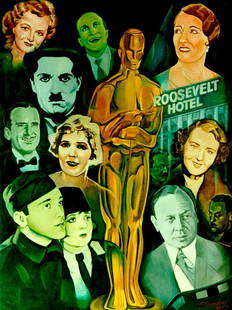 The Oscars original oil on canvas Zinovy Shersher: The Oscars original oil on canvas Zinovy Shersher One of a kind original hand signed by Zinovy Shersher. 7 feet tall. Includes documentation Shown in the Hollywood Museum 1Oscars for the past 