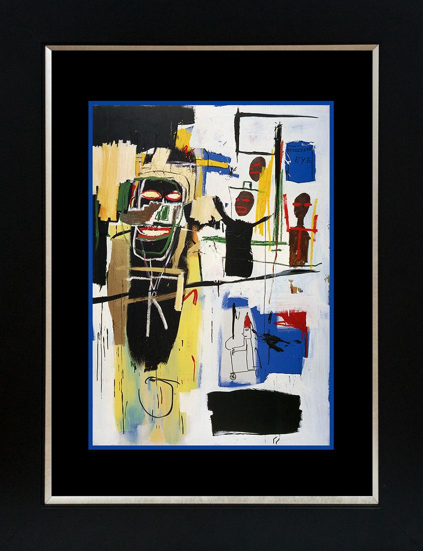 Basquiat Lithograph from 1984: Jean Michel Basquiat Lithograph from 1982 approx. 24x20 inches custom framed and includes certificate