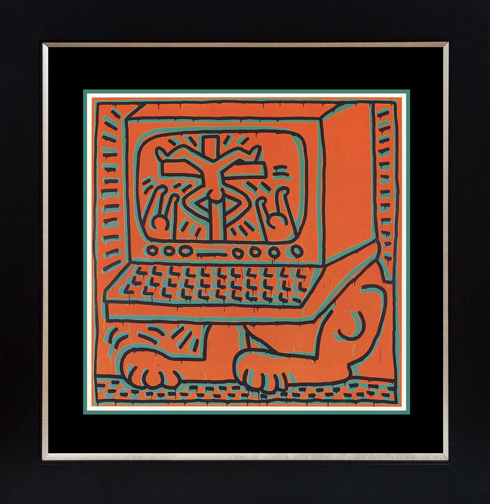 Keith Haring Lithograph: Keith Haring Lithograph from 1982 Approx 24x20 inches Custom framed and includes certificate