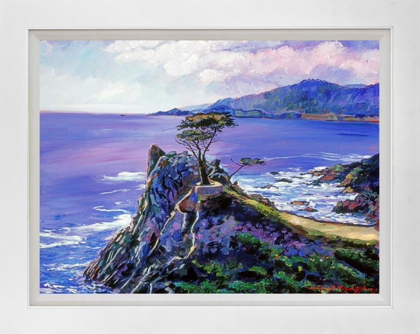 Cypress Point Monterey Hand embellished canvas David Lloyd Glover: Cypress Point Monterey Hand embellished canvas David Lloyd Glover Custom framed Hand signed by the artist Approx 30x24 inches Includes certificate