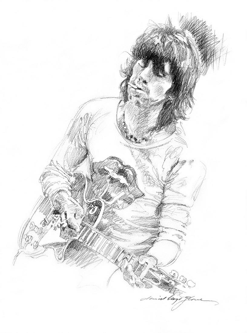 David Lloyd Glover Keith Richards Drawing on paper drawing by David Lloyd Glover (1 of 1)