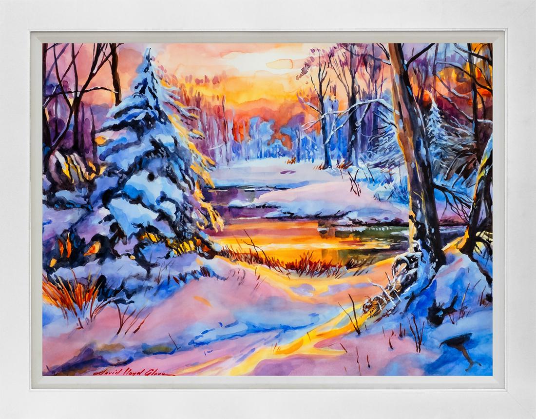 Fantastic Winter Watercolors Mixed Meda Original canvas by David Lloyd Glover (1 of 1)