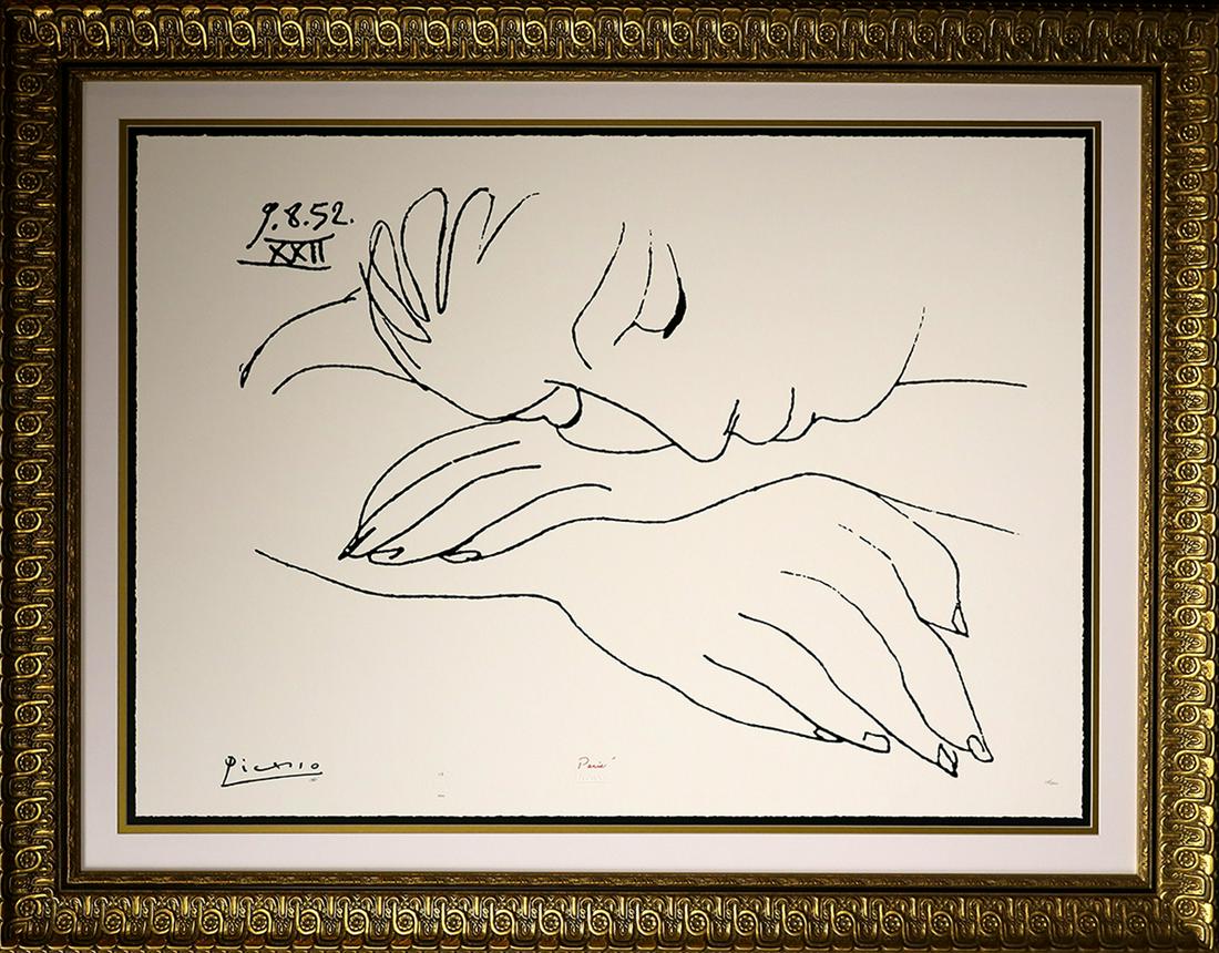Limited Edition after Pablo Picasso on paper: Limited Edition after Pablo Picasso on paper Approx 40x30 inches custom framed signed in the plate.