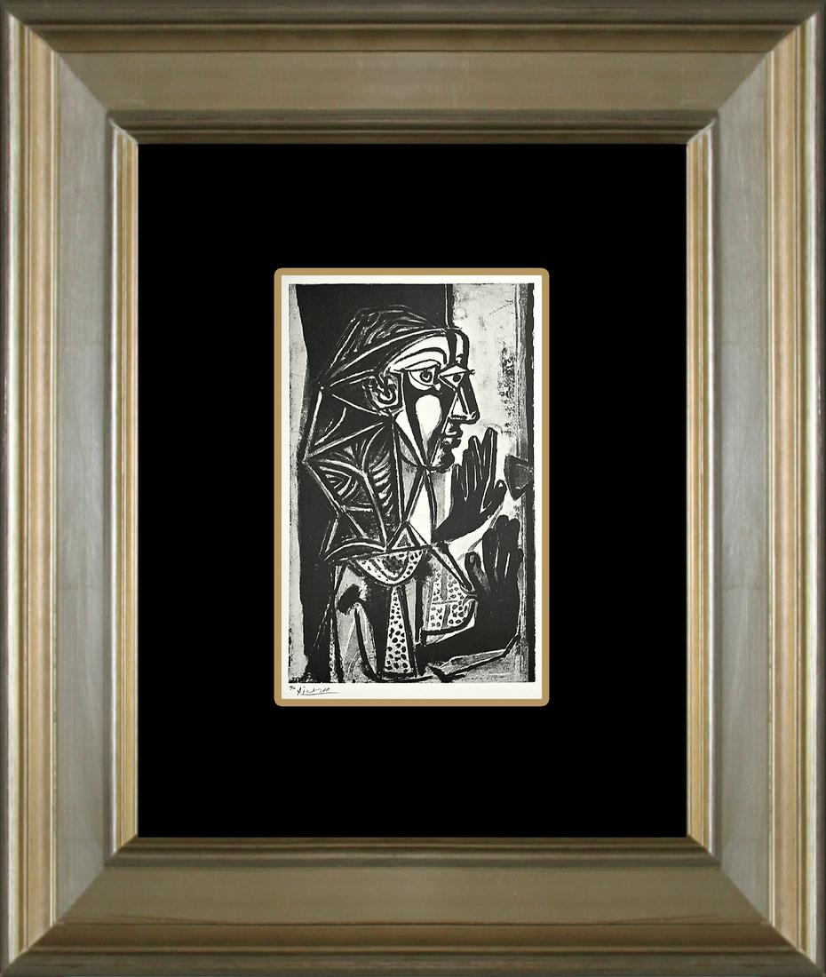 Pablo Picasso 1973 Color Plate Lithograph: Pablo Picasso 1973 Color Plate Lithograph. Professionally framed. Includes certificate of authenticity. Approx 24 x 20 inches.