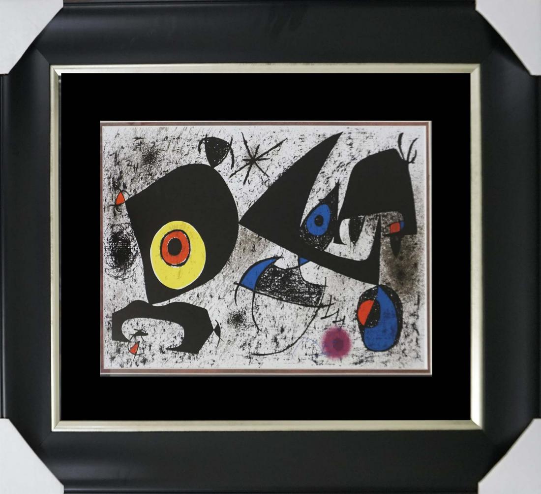 Joan Miro Lithograph: Joan Miro Lithograph. Approx 26x30 inches and includes certificate of authenticity. Custom framed. 1972
