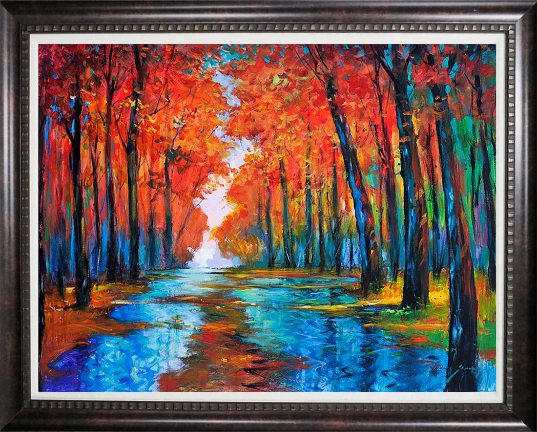 Michael Schofield Landscape Mixed Media Original on canvas: Michael Schofield Mixed Media Original on canvas. Hand signed by the artist. Approx 30 x 24 inches. Includes certificate Custom framed.