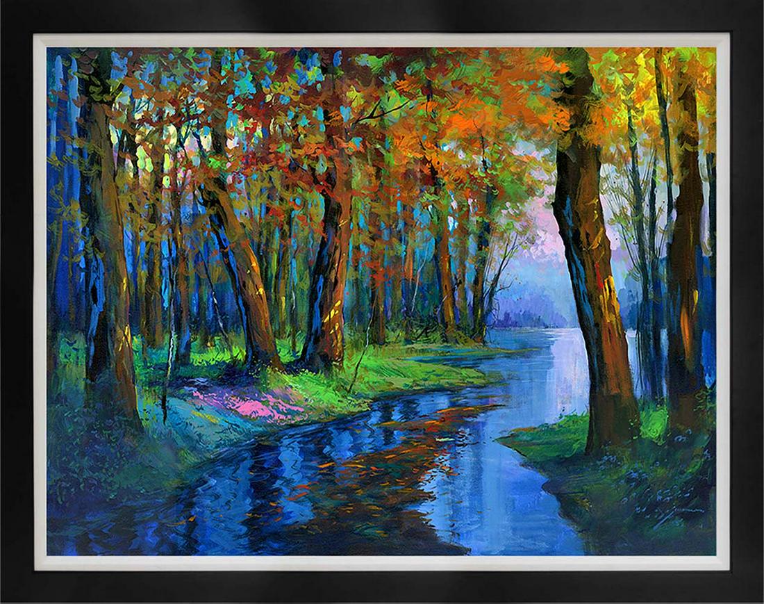 Michael Schofield Landscape Mixed Media Original on canvas: Michael Schofield Mixed Media Original on canvas. Hand signed by the artist. Approx 30 x 24 image. Includes certificate Custom framed.