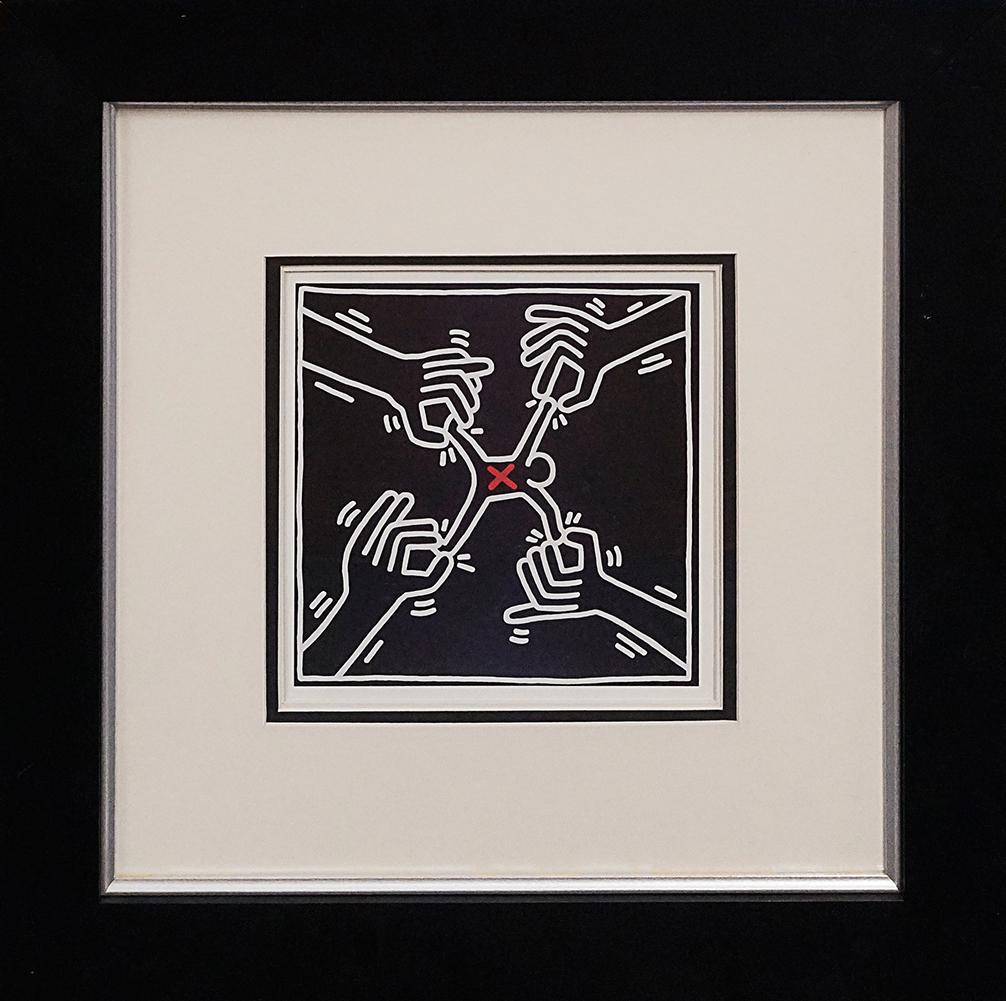 Keith Haring color Plate Lithograph: Keith Haring Lithograph from 1982 Approx 24x20 inches Custom framed and includes certificate