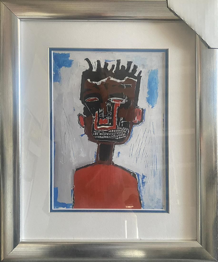 Jean Michel Basquiat Color Plate Lithograph 1984: Jean Michel Basquiat Lithograph from 1984 Approx 24 x20 inches Custom framed and includes certificate