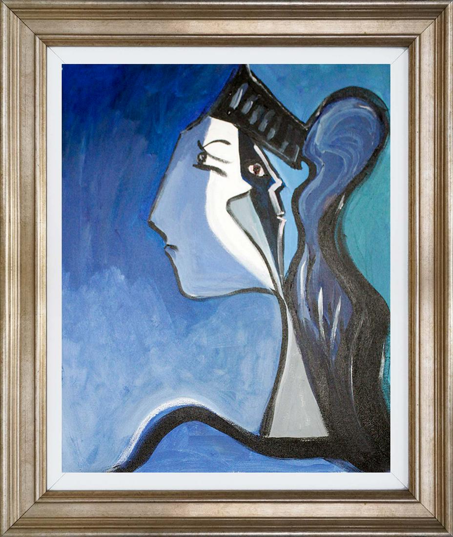 Original on canvas in the manner of Pablo Picasso: Original in the manner of Pablo Picasso on canvas. One of a kind original. Hand signed Approx 30x24 inches Custom framed and includes documentation