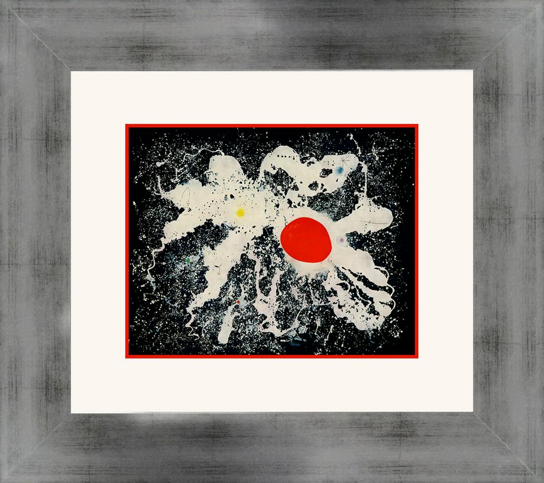Joan Miro Lithograph from 1968: Color Plate Lithograph Joan Miro Printed in 1968 by Mourlot Press. Custom framed Includes documentation. Approx 24x20 inches.
