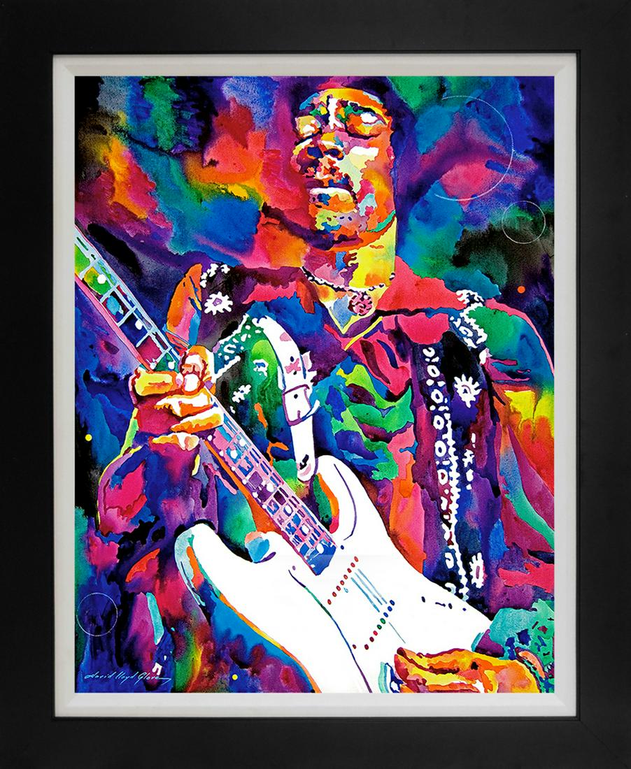 Jimi Hendrix Purple  Hand embellished canvas by David Lloyd Glover (1 of 1)