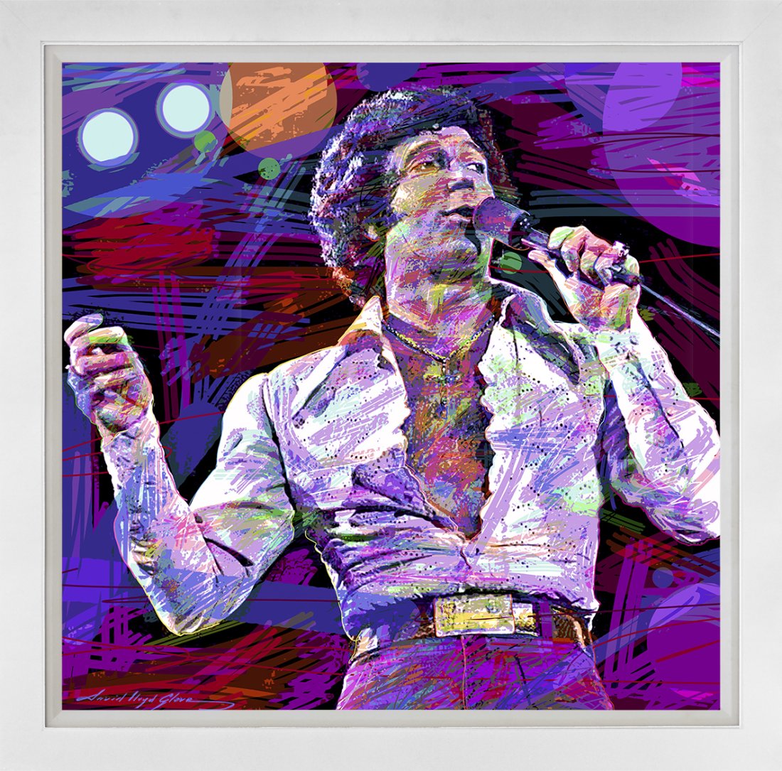 Tom Jones Mixed Media Original on canvas by David Lloyd Glover: Terry Kath Chicago Mixed Media Original on canvas by David Lloyd Glover Approx 30x24 inches custom framed and hand signed by the artist One of a kind original.