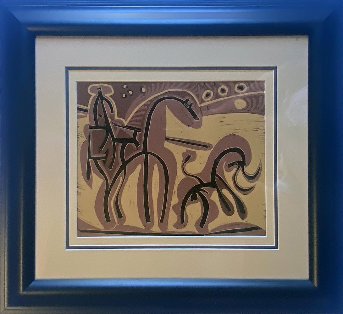 Pablo Picasso Original Linocut from 1969: Pablo Picasso Original Linocut from 1969 Pablo Picasso original Linocut 1969 on paper Custom framed Approx 24x20 inches. Custom framed and includes documentation