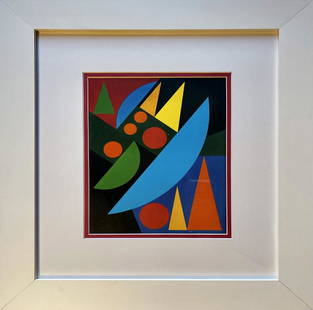 Auguste Herbin color plate lithograph after Herbin b luxury: Auguste Herbin color plate lithograph Approx 24x20 inches Includes certificate Custom framed