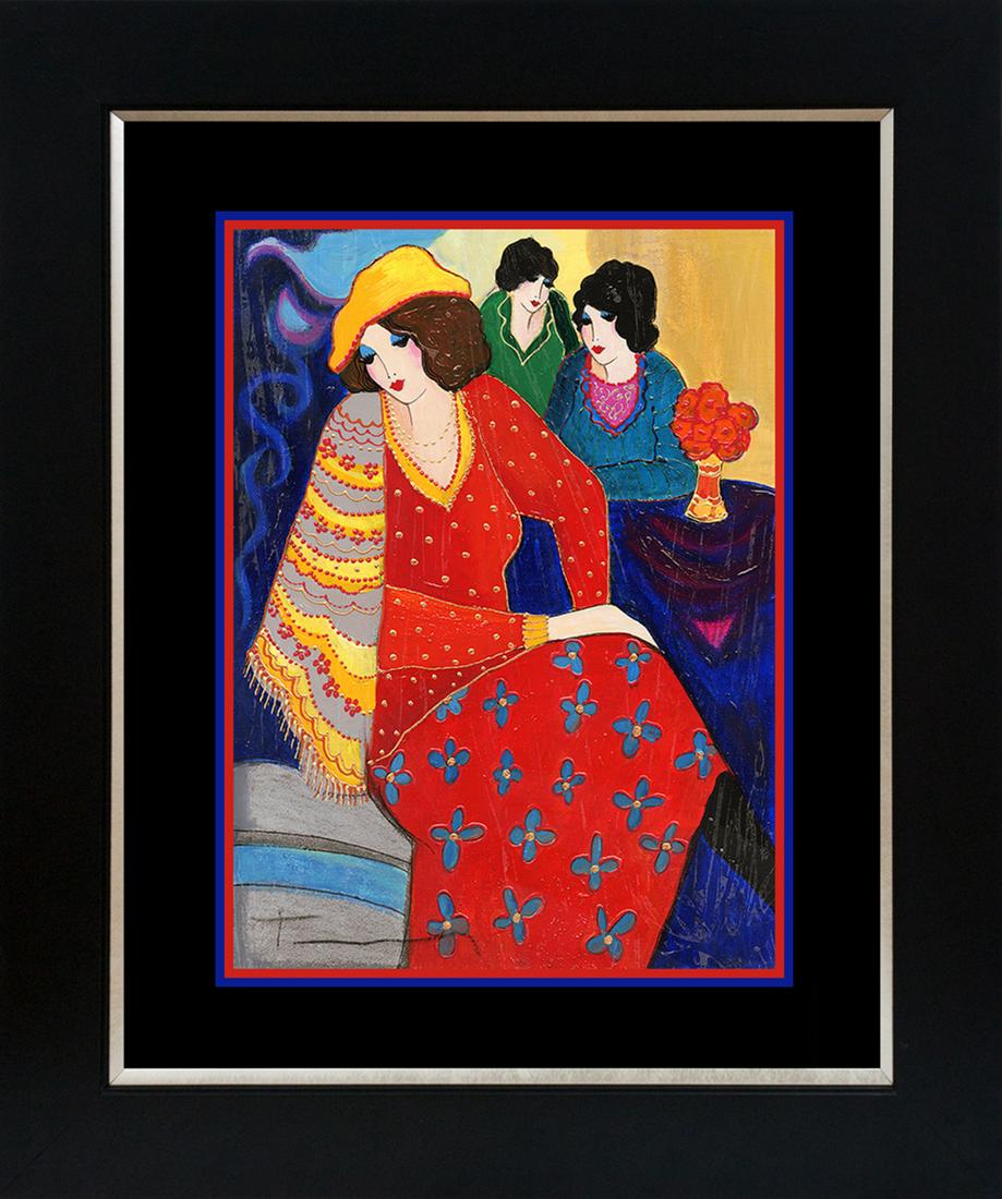 Tarkay original on wood Hand signed by Tarkay: Original on wood by Tarkay. Hand signed by the artist. Cusom framed. One of a kind original Includes certificate. Approx 20x24 inches.