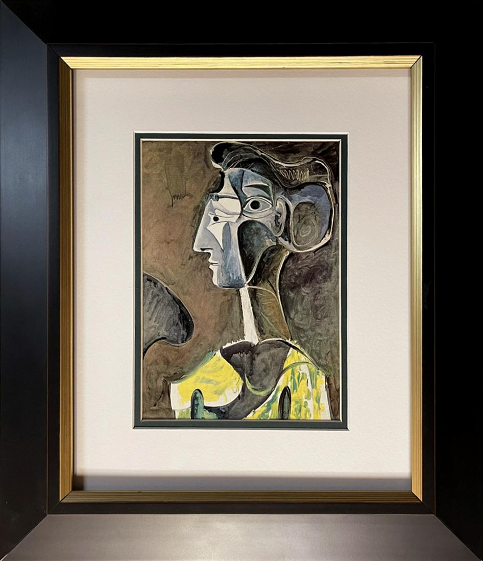 Pablo Picasso color plate lithograph after Picasso from 1970: 1974 Pablo Picasso Color Plate Lithograph Approx. 20x24 inches. Professionally framed. Includes certificate of authenticity.