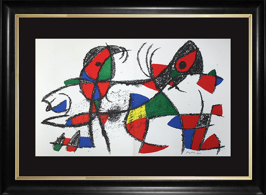 Joan Miro Hand Signed Original Lithograph after Miro: Joan Miro Original Lithograph Printed in the 1970's by Mourlot Press. Hand signed by the artist. Custom framed Includes certificate of authenticity. Approx 24x26 inches.