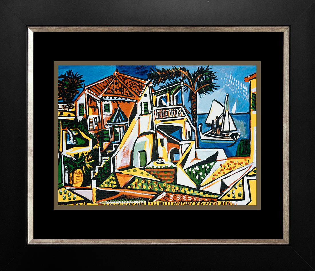 A Mediterranean Landscape Pablo Picasso Collection Domaine Limited Edition after Picasso: Pablo Picasso Mediterranean Landscape Lithograph Collection Domaine after Picasso. The signature is in the plate. Signed by the estate. Limited Edition Includes certificate of authenticity. Approx 28x