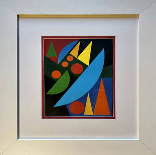 Auguste Herbin color plate lithograph after Herbin: Auguste Herbin color plate lithograph Approx 24x20 inches Includes certificate Custom framed