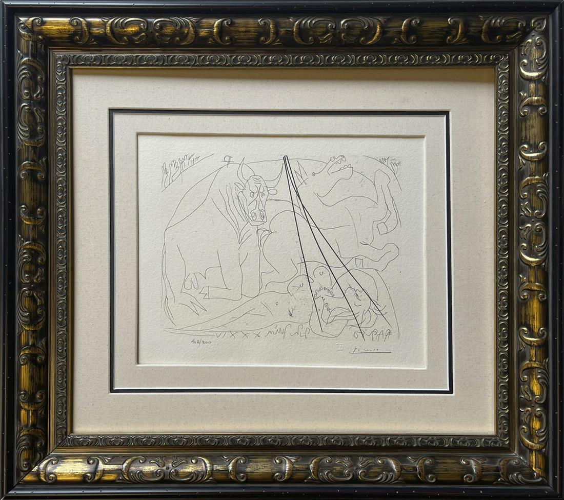 Pablo Picasso lithograph limited edition with museum official stamp: Pablo Picasso Lithograph from 1970 with museum stamp edition of 300 Vollard Collection Each is a numbered edition. with the official museum stamp and signed in the plate. Custom framed and includes do