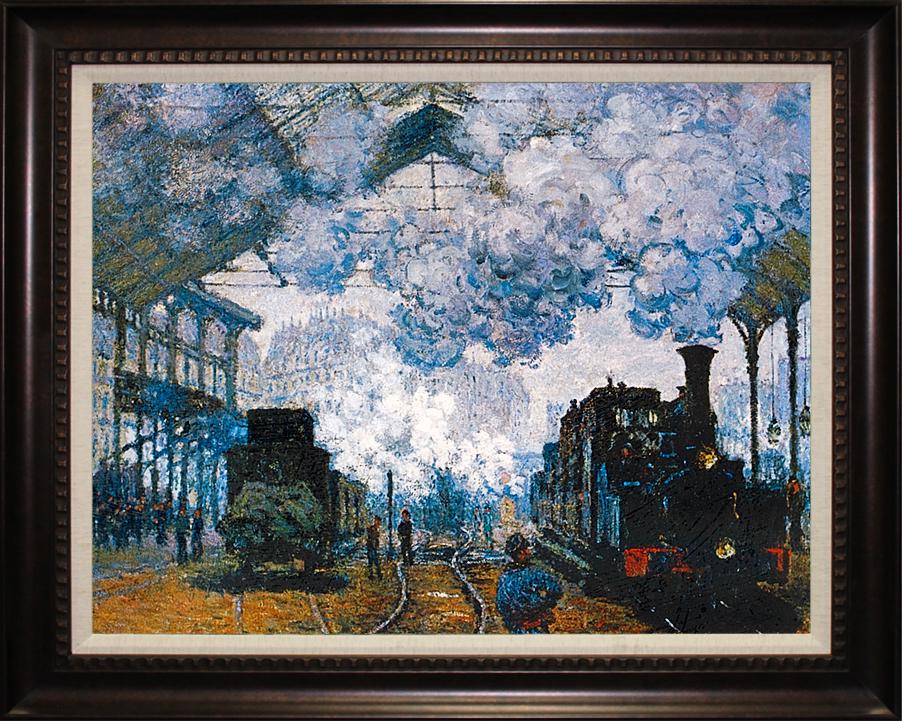 Saint-Lazare Station after Claude Monet Limited Edition hand embellished on canvas: After Claude Monet-Limited Edition hand embellished on canvas Saint-Lazare Station. Includes certificate of authenticity. The signature is in the plate.