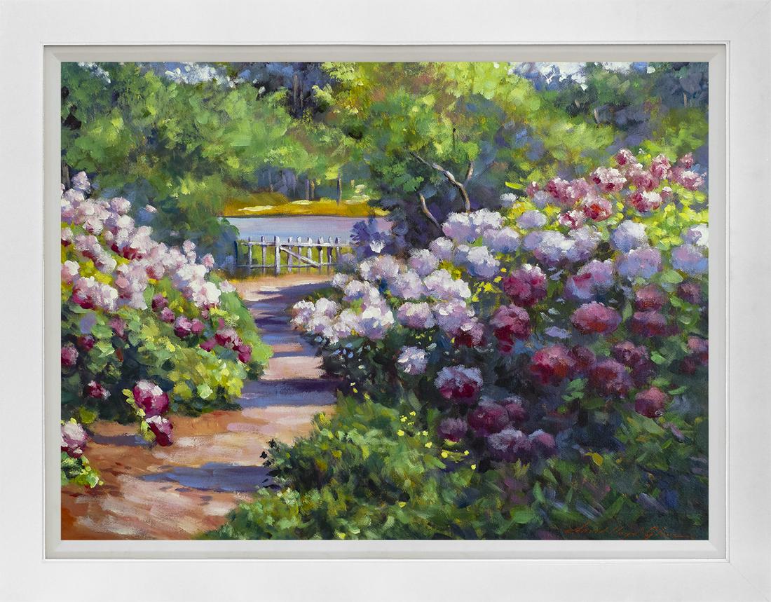 Impressionist Garden Mixed Media original by David Lloyd Glover: Mixed Media Original by David Lloyd Glover Hand signed by the artist Approx 24x18 inches image size Custom framed includes certificate