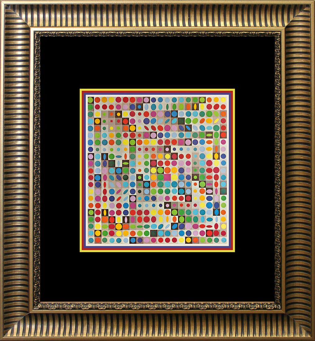 Victor Vasarely Color Plate Lithograph after Vasarely from 1967: Victor Vasarely Color Plate Lithograph from 1967. Custom framed. Includes certificate of authenticity. Approx size 20x24 inches.