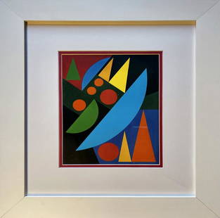 Auguste Herbin color plate lithograph after Herbin: Auguste Herbin color plate lithograph Approx 24x20 inches Includes certificate Custom framed