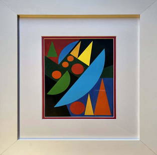 b Auguste Herbin color plate lithograph after Herbin: Auguste Herbin color plate lithograph Approx 24x20 inches Includes certificate Custom framed