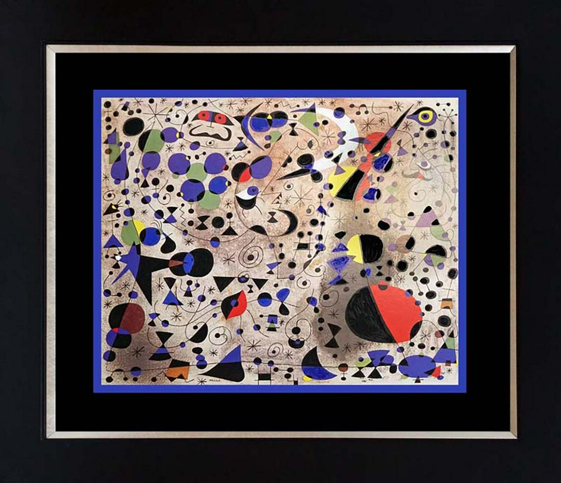 Joan Miro Color Plate Lithograph after Miro: Joan Miro Color Plate Lithograph after Miro Approx 24x20 inches. Includes certificate. Custom framed.
