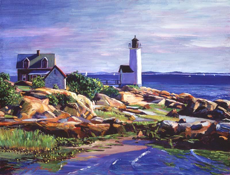 Maine Lighthouse  Original Mixed Media on canvas David Lloyd Glover (1 of 1)