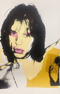 Andy Warhol Mick Jagger Original Serigraph Silkscreen on Arches 1975: Andy Warhol Mick Jagger Original Serigraph on Arches 1975 Andy Warhol original silkscreen unsigned proof on paper. Approx 44x29 inches Includes documentation Includes official publishers stamp from Su