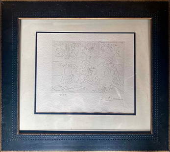 Pablo Picasso Lithograph with Museum stamp from 1956: Pablo Picasso Lithograph from 1956 with museum stamp edition of 300 Vollard Collection Each is a numbered edition. with the official museum stamp and signed in the plate. Custom framed and includes do