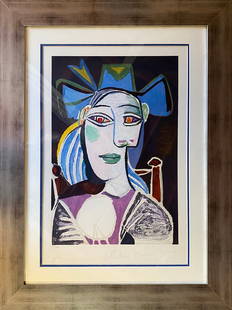 Pablo Picasso Lithograph Marina Picasso Edition: Pablo Picasso Lithograph Marina Picasso Edition from 1982 Hand signed Approx 24x18 image size inches Custom framed and includes certificate