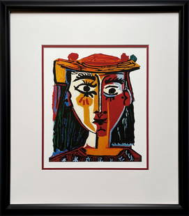 Pablo Picasso Bust of a Woman on paper Limited Edition  Collection Domaine Picasso: Pablo Picasso Limited edition Lithograph Custom framed. Estate signed. From the Collection Domaine Picasso. Includes certificate of authenticity. Approx. image size 22x16 inches size