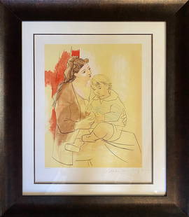 Pablo Picasso Lithograph Marina Picasso Edition: Pablo Picasso Lithograph Marina Picasso Edition from 1982 Hand signed Approx 24x18 image size inches Custom framed and includes certificate