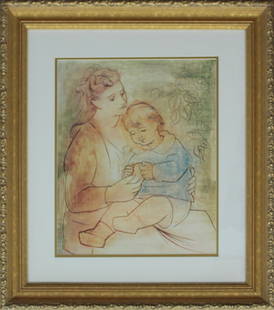 Pablo Picasso Limited Edition Mother and Child  Collection Domain Picasso: Picasso Limited Edition Mother and Child limited edition lithograph after Picasso. Includes certificate of authenticity. Approx. 26x30. The signature is in the plate. Estate signed. Part of the Collec