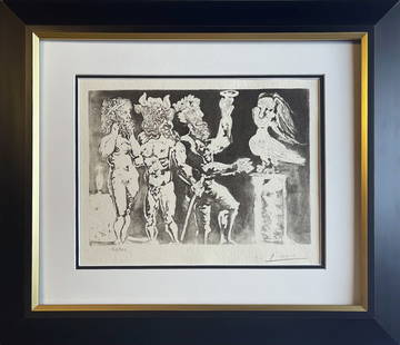 Pablo Picasso lithograph 300 in the limited edition with museum official stamp and signed in the: Pablo Picasso Lithograph from 1968 Approx 24x20 inches from the Vollard Collection Includes certificate Custom framed Pablo Picasso lithograph numbered 300 in the limited edition with museum official