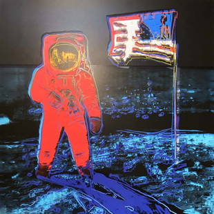 Andy Warhol Silkscreen Serigraph Moonwalk: Andy Warhol Silkscreen Serigraph approx 38x38 inches and includes documentation and official stamps from Andy Warhol's publisher Ron Feldman 1987 This unsigned proof was made outside the regular editi