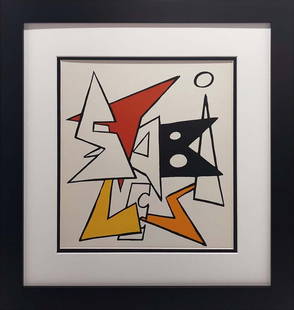 Alexander Calder Lithograph: Lithograph attributed to Alexander Calder Approx 22x28 inches Custom Framed. Includes certificate of authenticity.Signed in the stone.