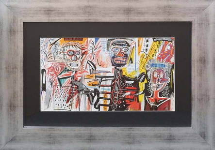 Jean Michel Basquiat Lithograph after Basquiat from 1984: Jean Michel Basquiat Color Plate Lithograph from 1984. Approx 28x20 inches. Professionally framed. Includes certificate.