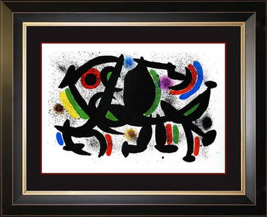 Joan Miro Original Lithograph Hand signed: Joan Miro Original Lithograph Printed in the 1970's by Mourlot Press Lithograph. Custom framed Includes certificate of authenticity. Approx 24x26 inches.