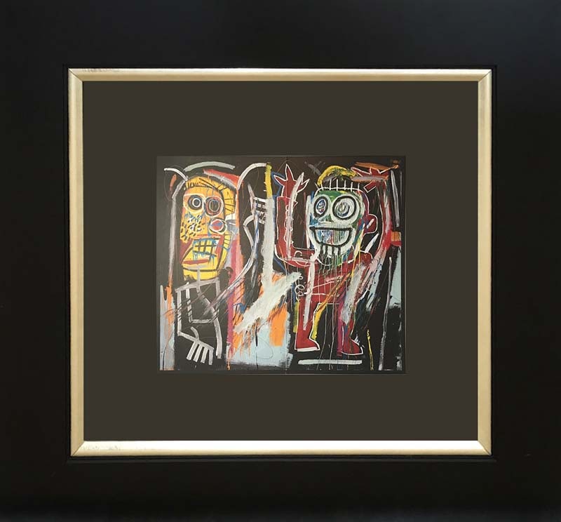Jean -Michel Basquiat color plate lithograph after Basquiat: Jean Michel Basquiat Lithograph from 1981. Custom framed. Approx 22x24 inches. Includes certificate of authenticity. Jean-Michel Basquiat was born in 1960 and died in 1988 and was an American artist, 