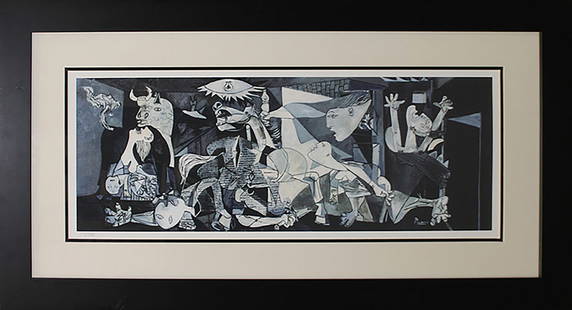 Pablo Picasso Guernica Limited Edition Collection Domain: Pablo Picasso -Limited edition Lithograph after Picasso - Custom framed. Estate signed. From the Collection Domaine Picasso. Includes certificate of authenticity. Approx. 26x32