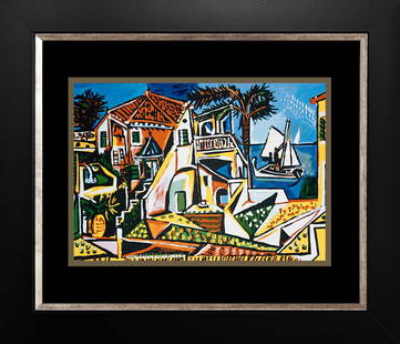 Pablo Picasso Mediterranean Landscape Pablo Picasso Collection Domaine Limited Edition: Pablo Picasso Mediterranean Landscape Lithograph Collection Domaine after Picasso. The signature is in the plate. Signed by the estate. Limited Edition Includes certificate of authenticity. Approx 28x