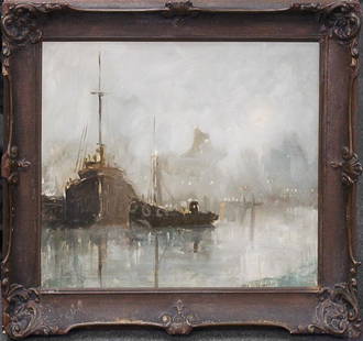 Original oil on canvas The Port attributed to Jane Peterson (American 1876-1965) oil on canvas: Jane Peterson (American 1876-1965) oil on canvas The Port 61x51 cm Hand signed lower right.