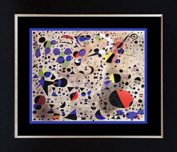 Joan Miro Color Plate Lithograph after Miro Luxury: Joan Miro Color Plate Lithograph after Miro Approx 24x20 inches. Includes certificate. Custom framed.