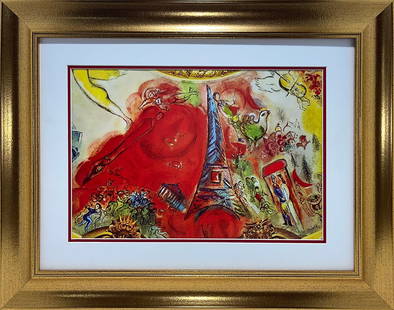 Marc Chagall Hand signed Lithograph from 1974: Marc Chagall 1974 Lithograph Hand signed by the artist. Approx 26x20 inches Includes certificate Custom framed