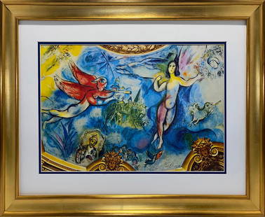 Marc Chagall Hand signed Lithograph from 1974: Marc Chagall 1974 Lithograph Hand signed by the artist. Approx 26x20 inches Includes certificate Custom framed